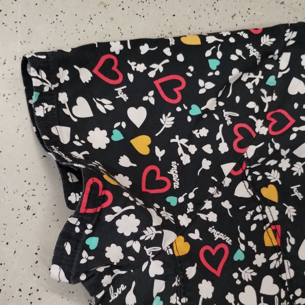 Code Happy LG Nurse short sleeve Scrub Pattern Flower Heart Love Hope Inspire - Picture 5 of 11
